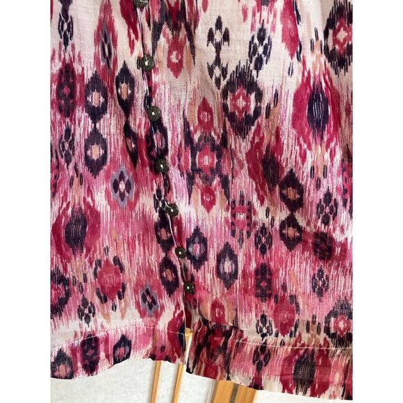 NWT Beachlunchlounge Blouse Small Pink Ikat ButtonUp Beach Pool Coverup Boho - Picture 5 of 9
